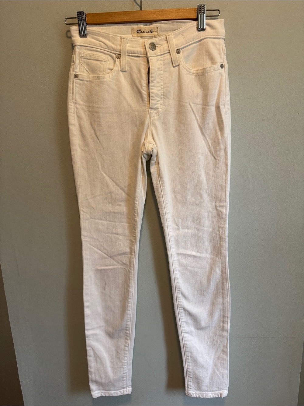 Madewell White High-Rise Skinny Jeans Label Detail